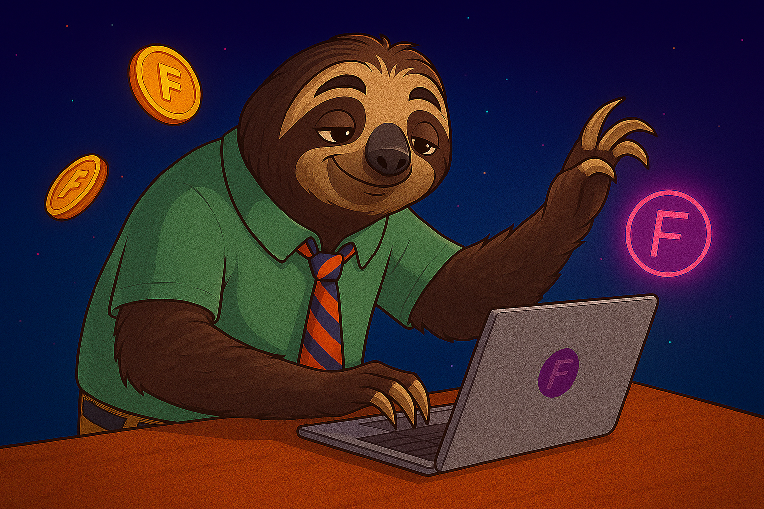 Business Sloth - Working with Laptop